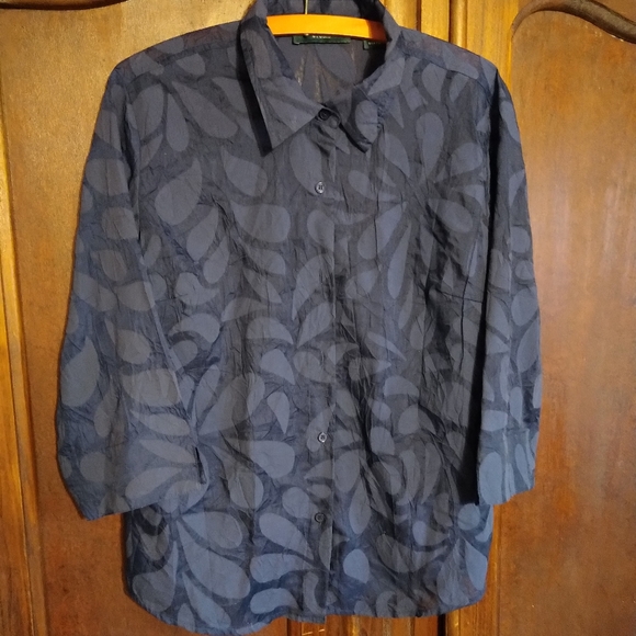 Lemon Grass Studio Large Blue Crinkled Shirt - Picture 7 of 13